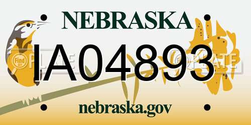 IA04893 Nebraska License Plate