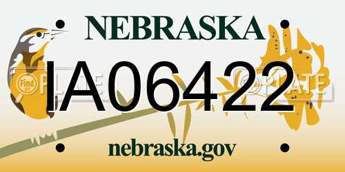 IA06422 Nebraska License Plate