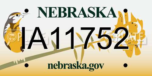 IA11752 Nebraska License Plate