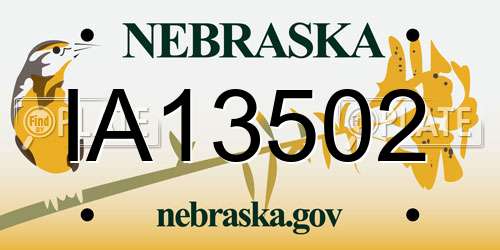 IA13502 Nebraska License Plate