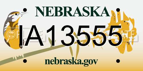 IA13555 Nebraska License Plate