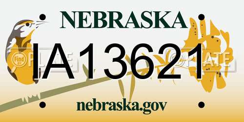 IA13621 Nebraska License Plate