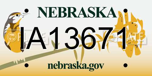 IA13671 Nebraska License Plate