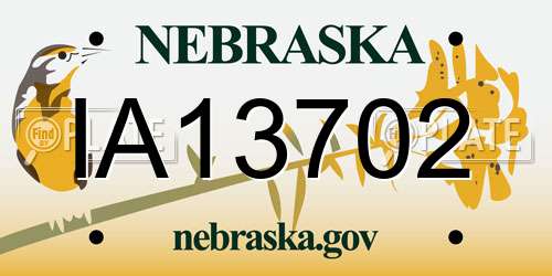 IA13702 Nebraska License Plate