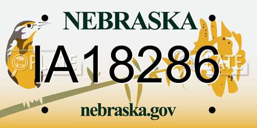 IA18286 Nebraska License Plate