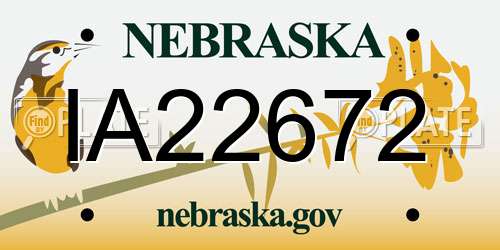IA22672 Nebraska License Plate