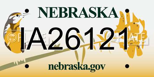 IA26121 Nebraska License Plate