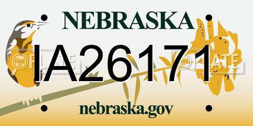 IA26171 Nebraska License Plate