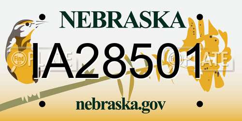 IA28501 Nebraska License Plate