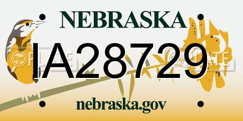 IA28729 Nebraska License Plate