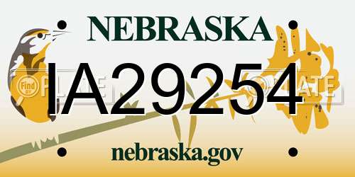 IA29254 Nebraska License Plate