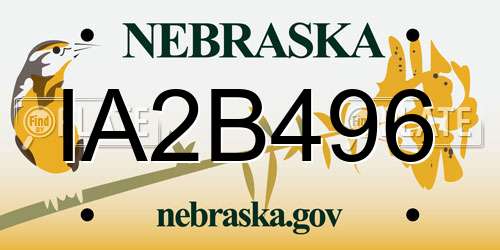 IA2B496 Nebraska License Plate