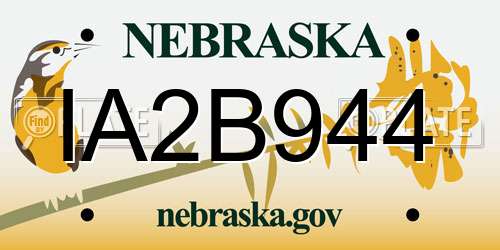 IA2B944 Nebraska License Plate