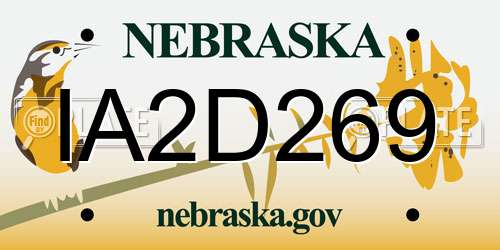 IA2D269 Nebraska License Plate