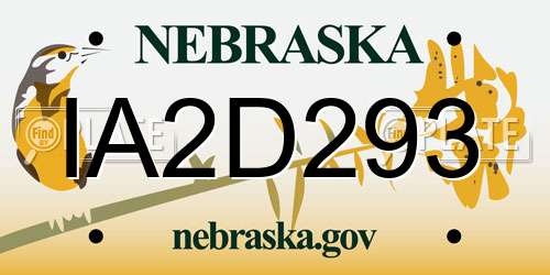 IA2D293 Nebraska License Plate