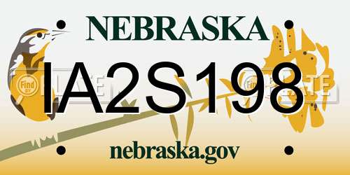 IA2S198 Nebraska License Plate