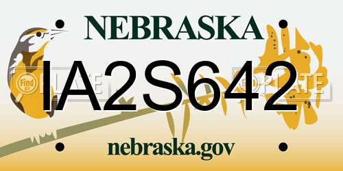 IA2S642 Nebraska License Plate