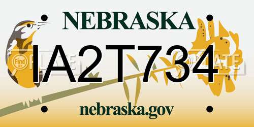 IA2T734 Nebraska License Plate