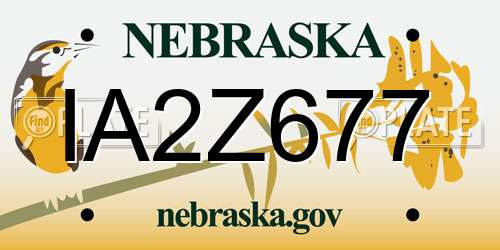 IA2Z677 Nebraska License Plate