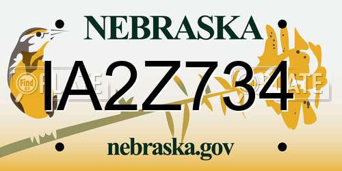 IA2Z734 Nebraska License Plate