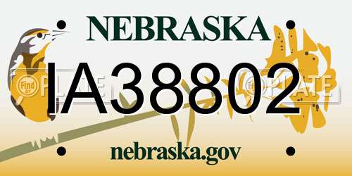 IA38802 Nebraska License Plate