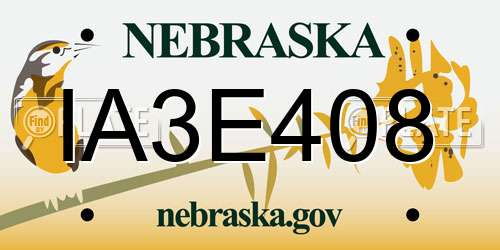 IA3E408 Nebraska License Plate