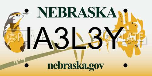 IA3L3Y Nebraska License Plate