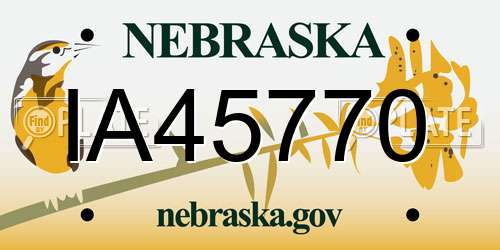 IA45770 Nebraska License Plate