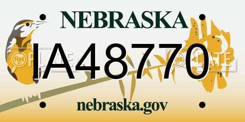 IA48770 Nebraska License Plate