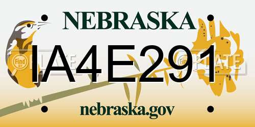 IA4E291 Nebraska License Plate