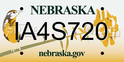 IA4S720 Nebraska License Plate