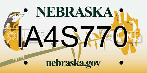 IA4S770 Nebraska License Plate