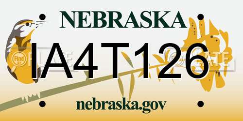 IA4T126 Nebraska License Plate
