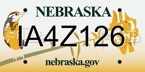 IA4Z126 Nebraska License Plate