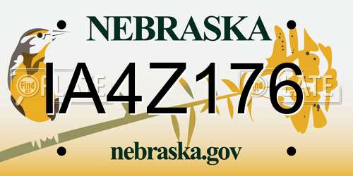 IA4Z176 Nebraska License Plate