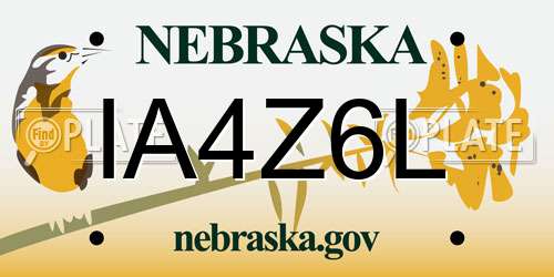 IA4Z6L Nebraska License Plate