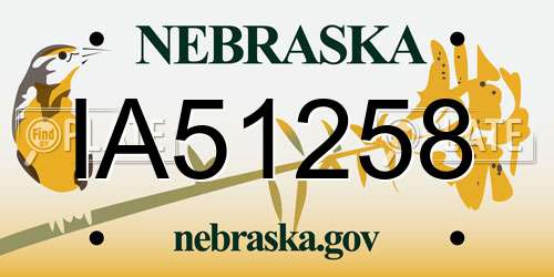 IA51258 Nebraska License Plate