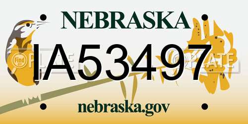 IA53497 Nebraska License Plate