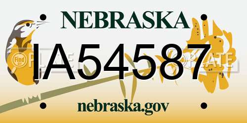 IA54587 Nebraska License Plate