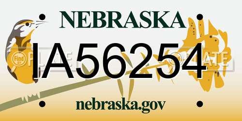 IA56254 Nebraska License Plate