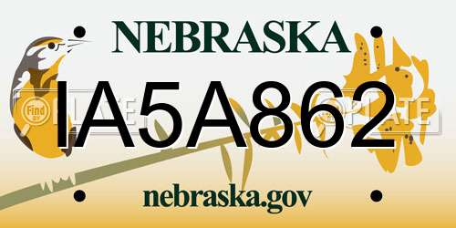 IA5A862 Nebraska License Plate