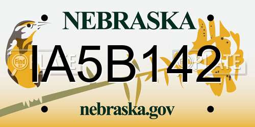 IA5B142 Nebraska License Plate