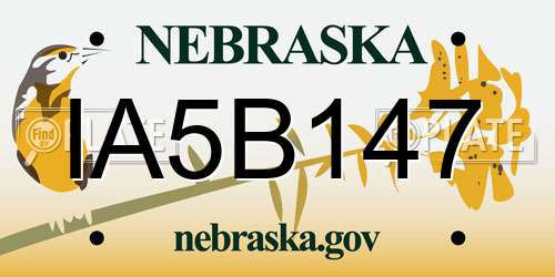 IA5B147 Nebraska License Plate
