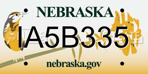 IA5B335 Nebraska License Plate
