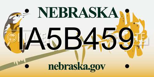 IA5B459 Nebraska License Plate