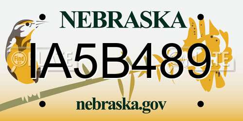 IA5B489 Nebraska License Plate
