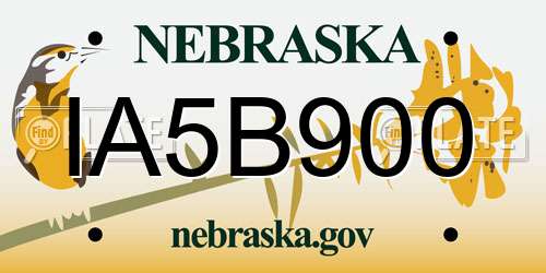 IA5B900 Nebraska License Plate