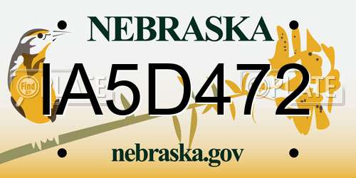 IA5D472 Nebraska License Plate