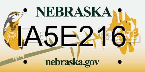 IA5E216 Nebraska License Plate