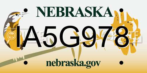 IA5G978 Nebraska License Plate